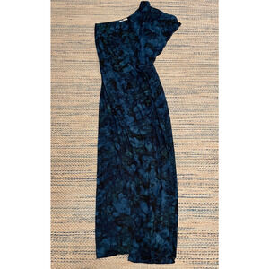 Womens Jumpsuit Size XS Blue Tie Dye One Shoulder Wide Leg Relaxed Hippie Boho